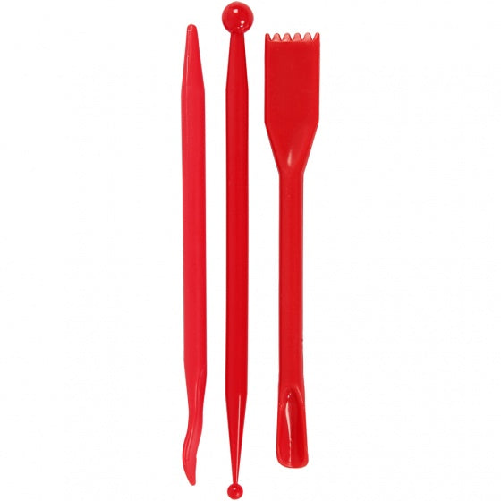 boetseergereedschap 14 cm rood 3-delig