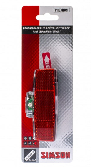 achterlicht Block led batterij bagagedrager rood