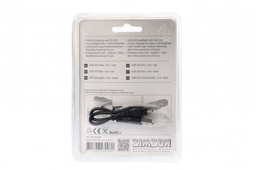 achterlicht Line USB led oplaadbaar zwart