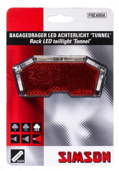 achterlicht Tunnel led batterij bagagedrager rood