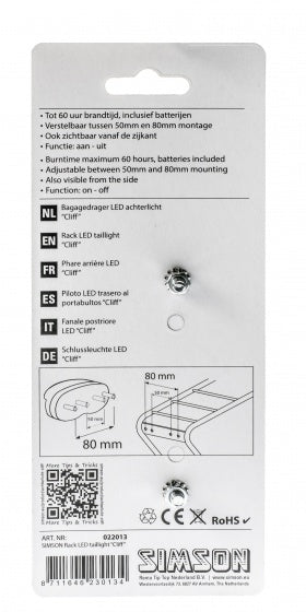 Cliff batterij achterlicht bagagedrager led zwart