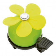 fietsbel Bloem 9 x 12 cm aluminium groen/geel