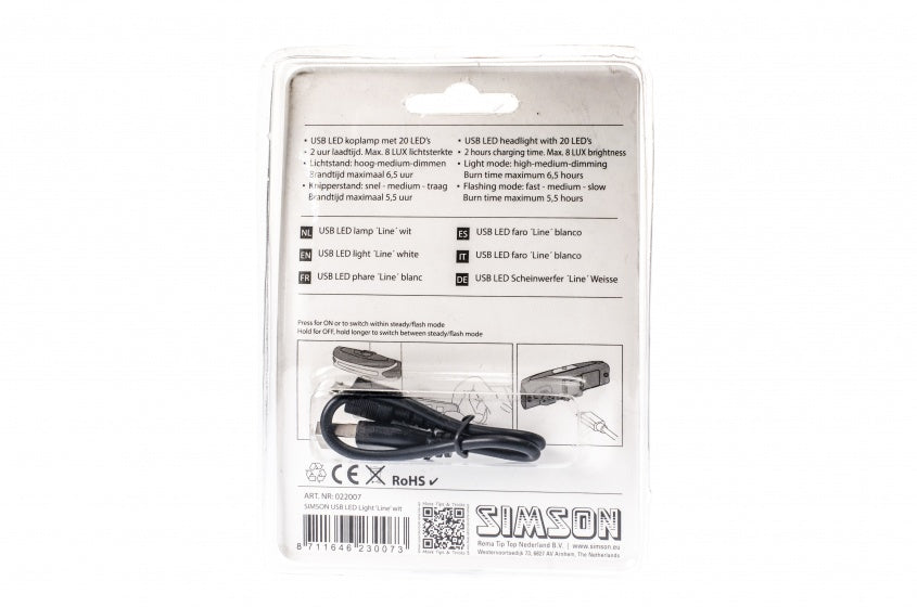 koplamp Line USB led oplaadbaar zwart
