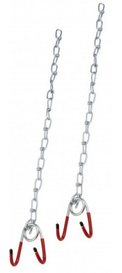 ophangkettingen met haken rood/zilver 2 stuks