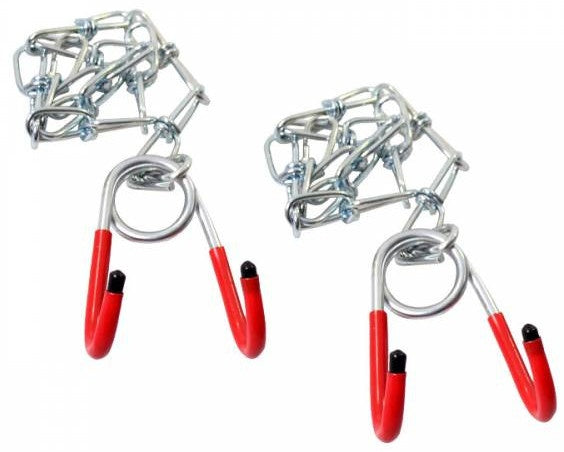 ophangkettingen met haken rood/zilver 2 stuks