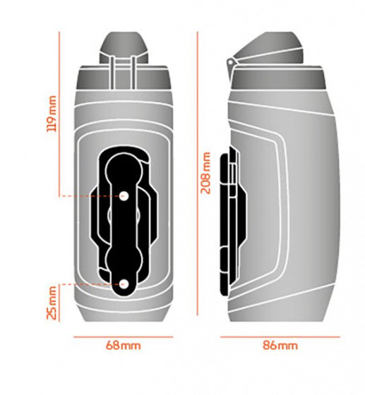 bidon met houder MonkeyBottle Twist 590 ml grijs/transparant