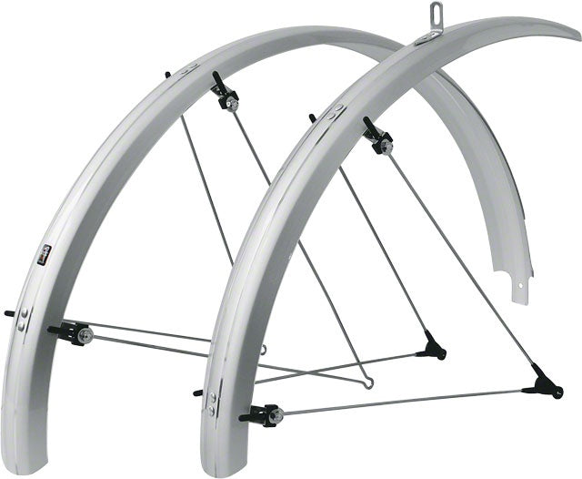 spatbordenset Mud Max Flex 28 inch 48 mm kunststof zilver