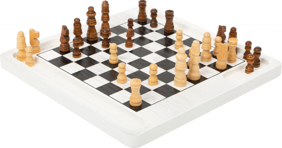 reisspel 2-in-1 Schaken & Dammen 20 cm wit/zwart