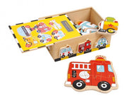 Houten Puzzel Box Voertuigen 27-Delig