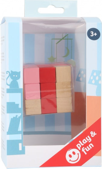 bouwkubus rood/oranje/roze/blank 4