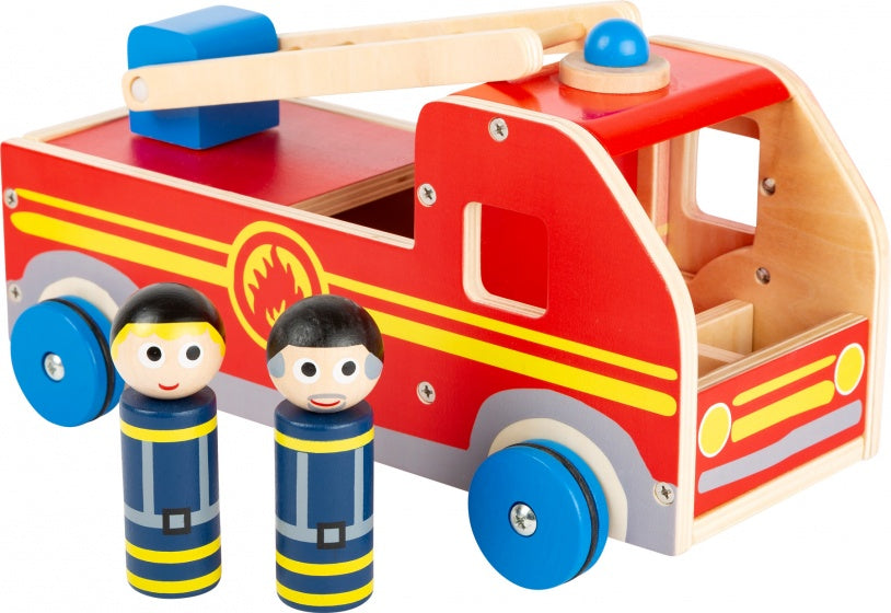 brandweerwagen XL hout jongens 30 cm rood 3-delig
