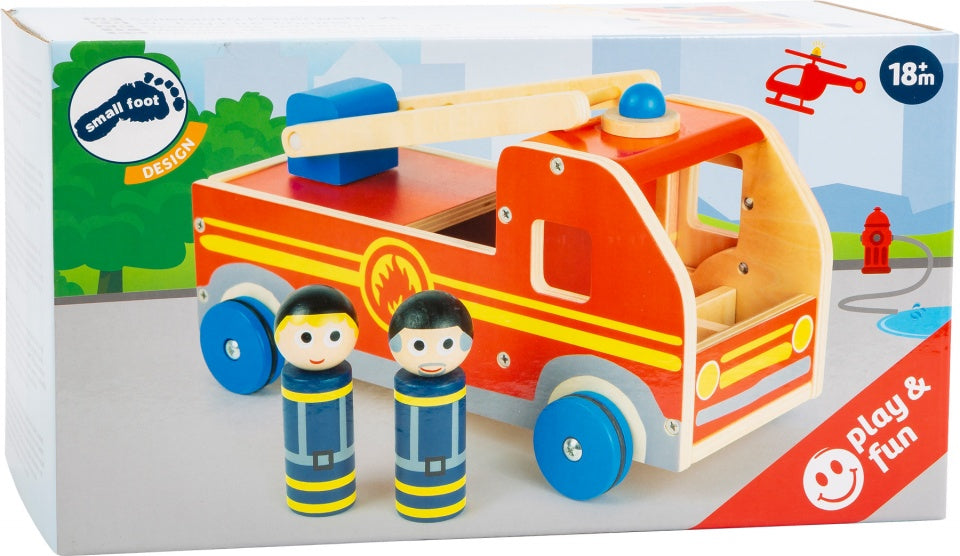 brandweerwagen XL hout jongens 30 cm rood 3-delig