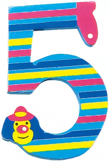 cijfer 5 Clowns hout 8 cm