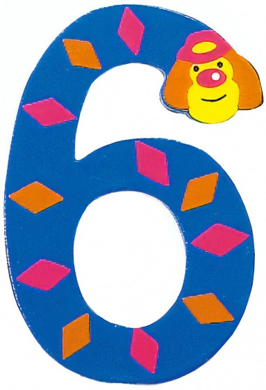 cijfer 6 Clowns hout 8 cm
