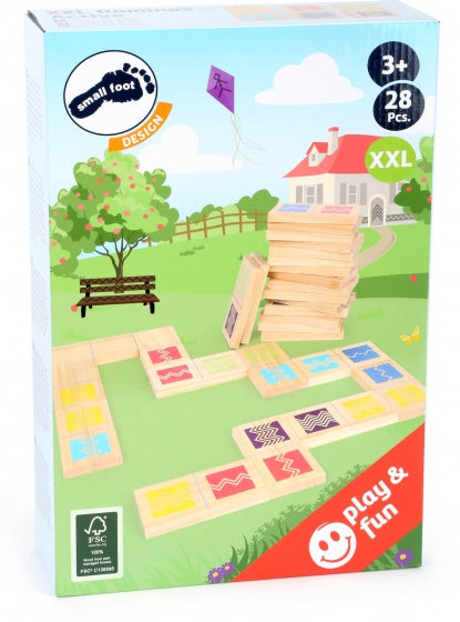 dominospel junior 15 cm hout naturel 28 stenen
