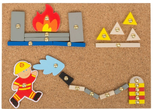 Hamertje Tik brandweer 24 cm hout/kurk