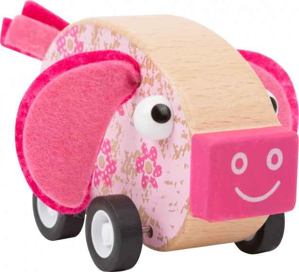 houten duwfiguur varken blank/roze 11 x 4