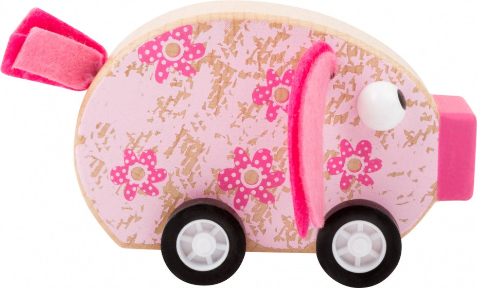 houten duwfiguur varken blank/roze 11 x 4