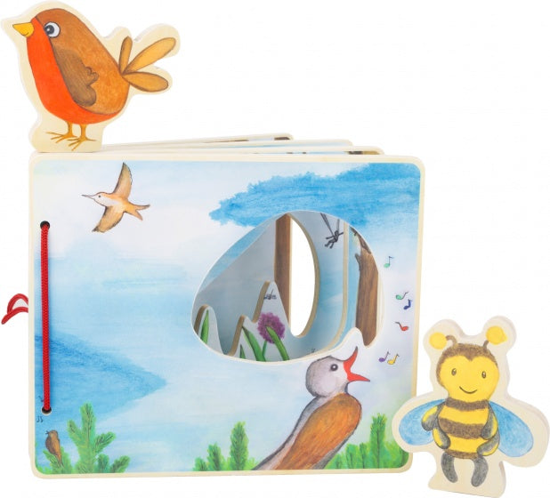 houten peuterboek vogels en bijen 18 x 15 cm