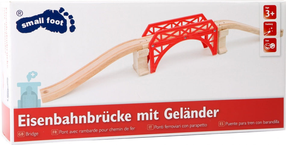 Houten Treinrail brug met vangrail TRAINible