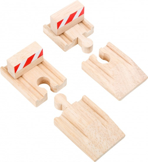 Houten Treinrail ramp en buffers TRAINible rood