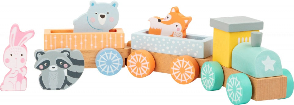 houten treinset Animals junior 36 cm 9-delig