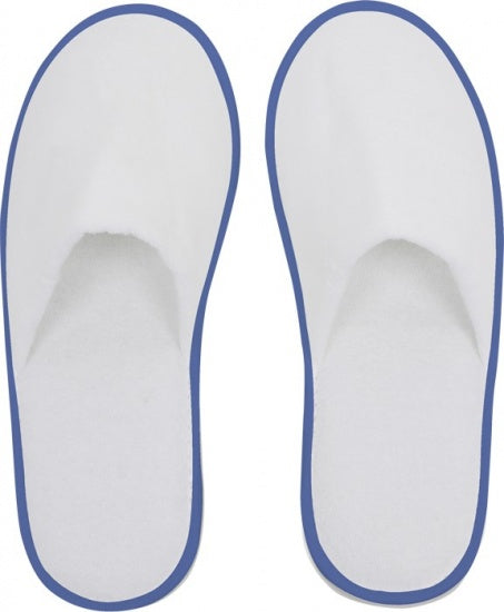 Huis- Of Hotelslippers Wit / Blauw One Size