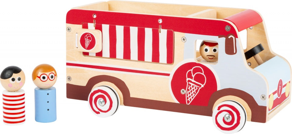 ijscowagen XL hout jongens 30 cm wit/rood 4-delig