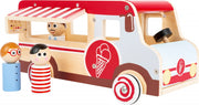 ijscowagen XL hout jongens 30 cm wit/rood 4-delig