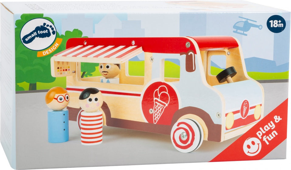 ijscowagen XL hout jongens 30 cm wit/rood 4-delig
