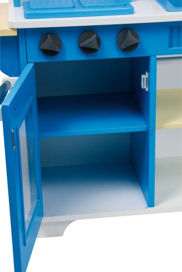 kinderkeuken hout junior blauw 30 x 74 x 103 cm