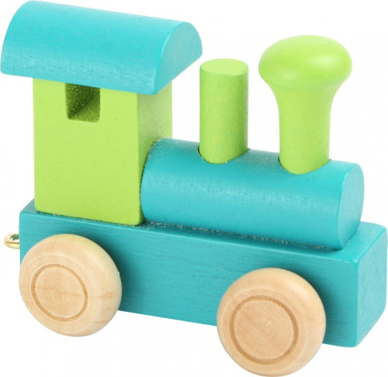 locomotief hout groen/blauw 7 x 3 x 5