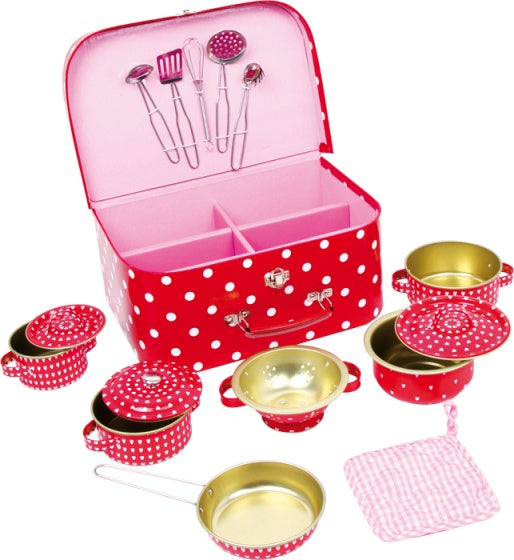 picknickkoffer 29 cm rood/roze 13-delig