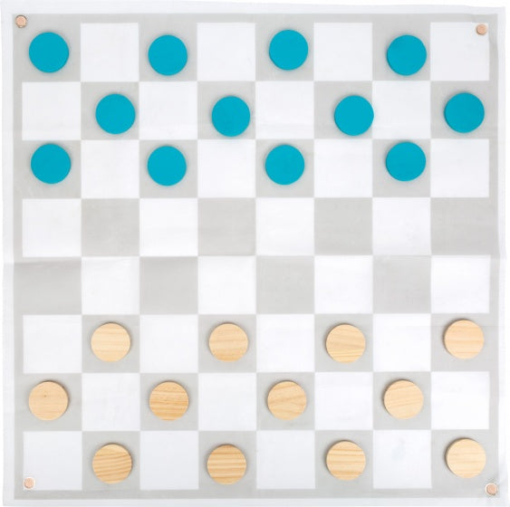 schaak- en damset junior 85 cm hout blauw/grijs/wit