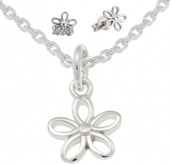 sieradenset bloem zilver 3-delig