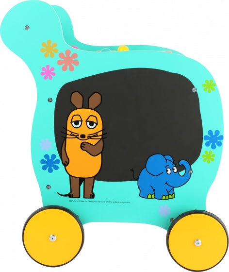 Speelwagentje olifant en muis hout 40 x 39 x 44 cm