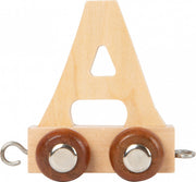 treinkarretje letter A hout beige 5 x 3