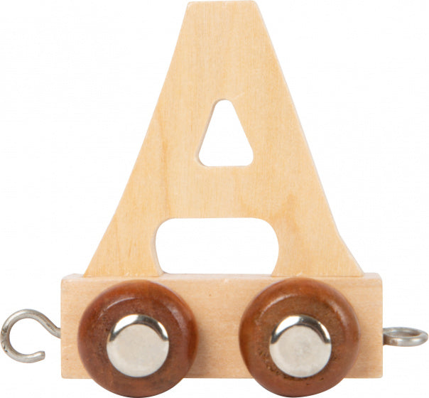 treinkarretje letter A hout beige 5 x 3