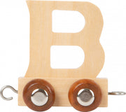 treinkarretje letter B hout beige 5 x 3