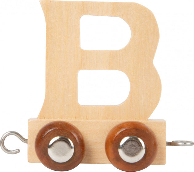 treinkarretje letter B hout beige 5 x 3