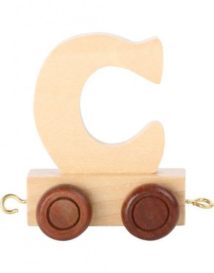 treinkarretje letter C hout beige 5 x 3