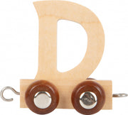 treinkarretje letter D hout beige 5 x 3
