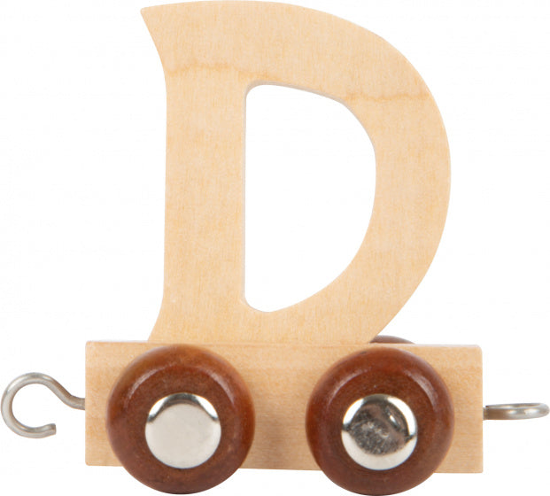 treinkarretje letter D hout beige 5 x 3