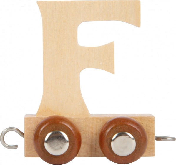 treinkarretje letter F hout beige 5 x 3