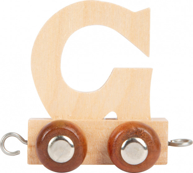 treinkarretje letter G hout beige 5 x 3
