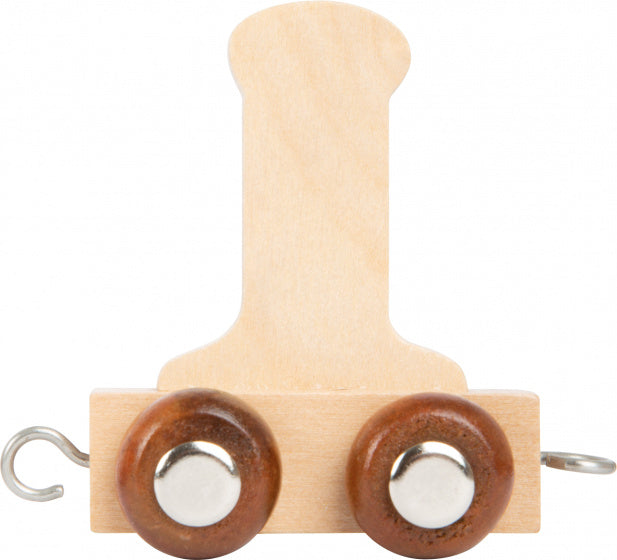 treinkarretje letter I hout beige 5 x 3