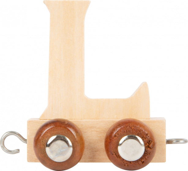 treinkarretje letter L hout beige 5 x 3