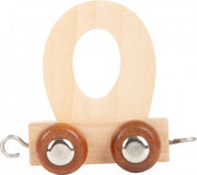 treinkarretje letter O hout beige 5 x 3