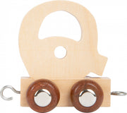 treinkarretje letter Q hout beige 5 x 3