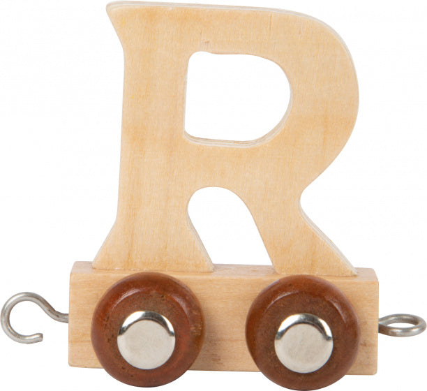 treinkarretje letter R hout beige 5 x 3